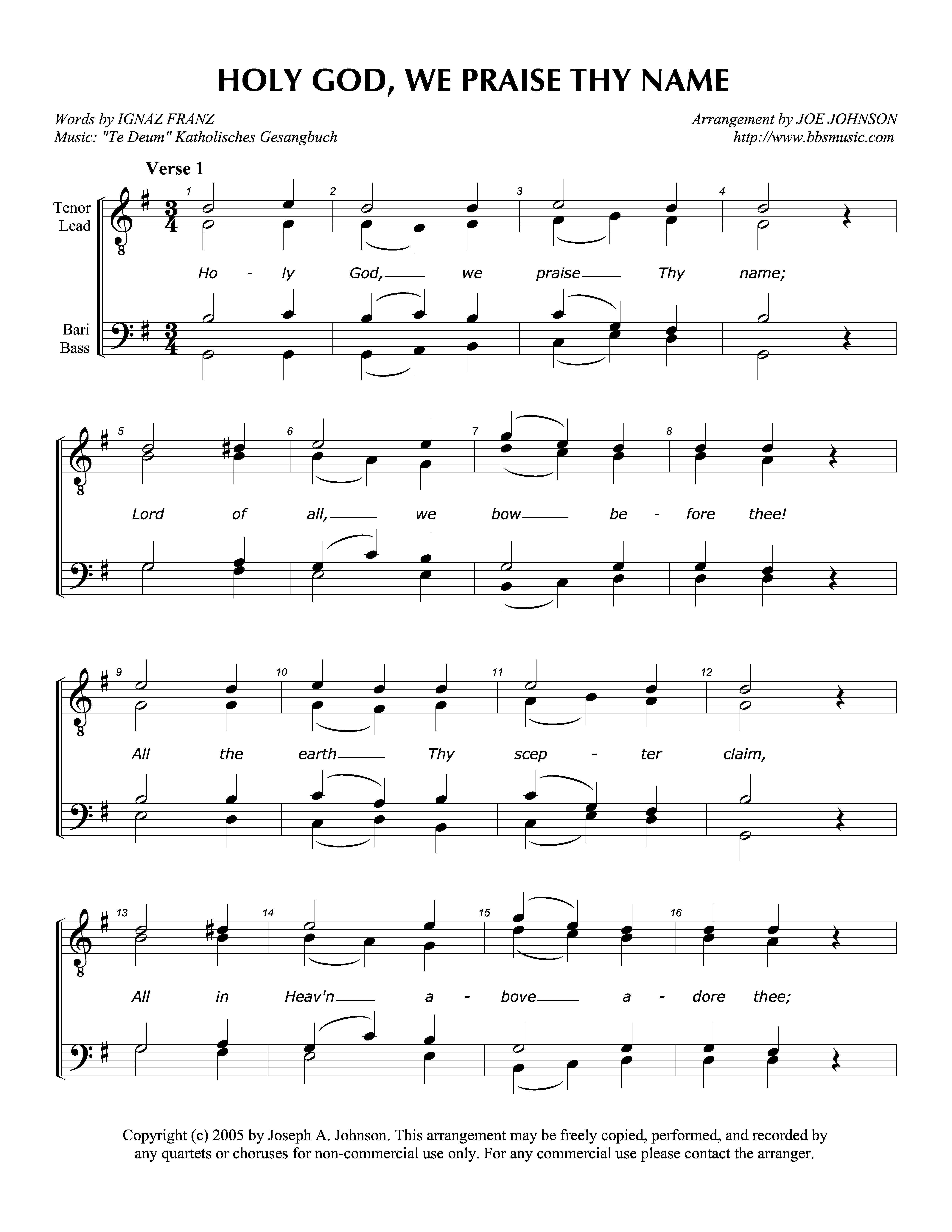 Holy God, We Praise Thy Name page 1