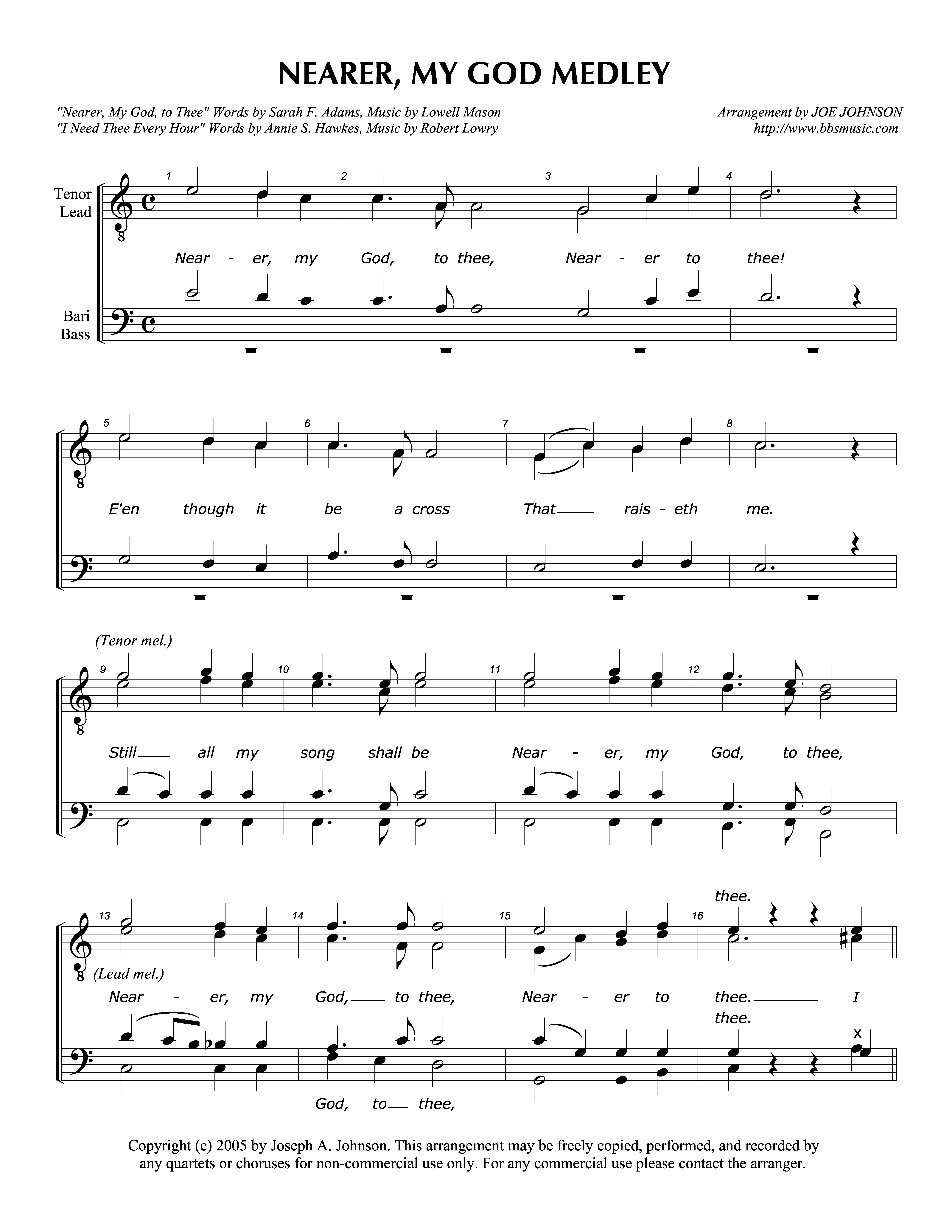 Nearer, My God Medley page 1