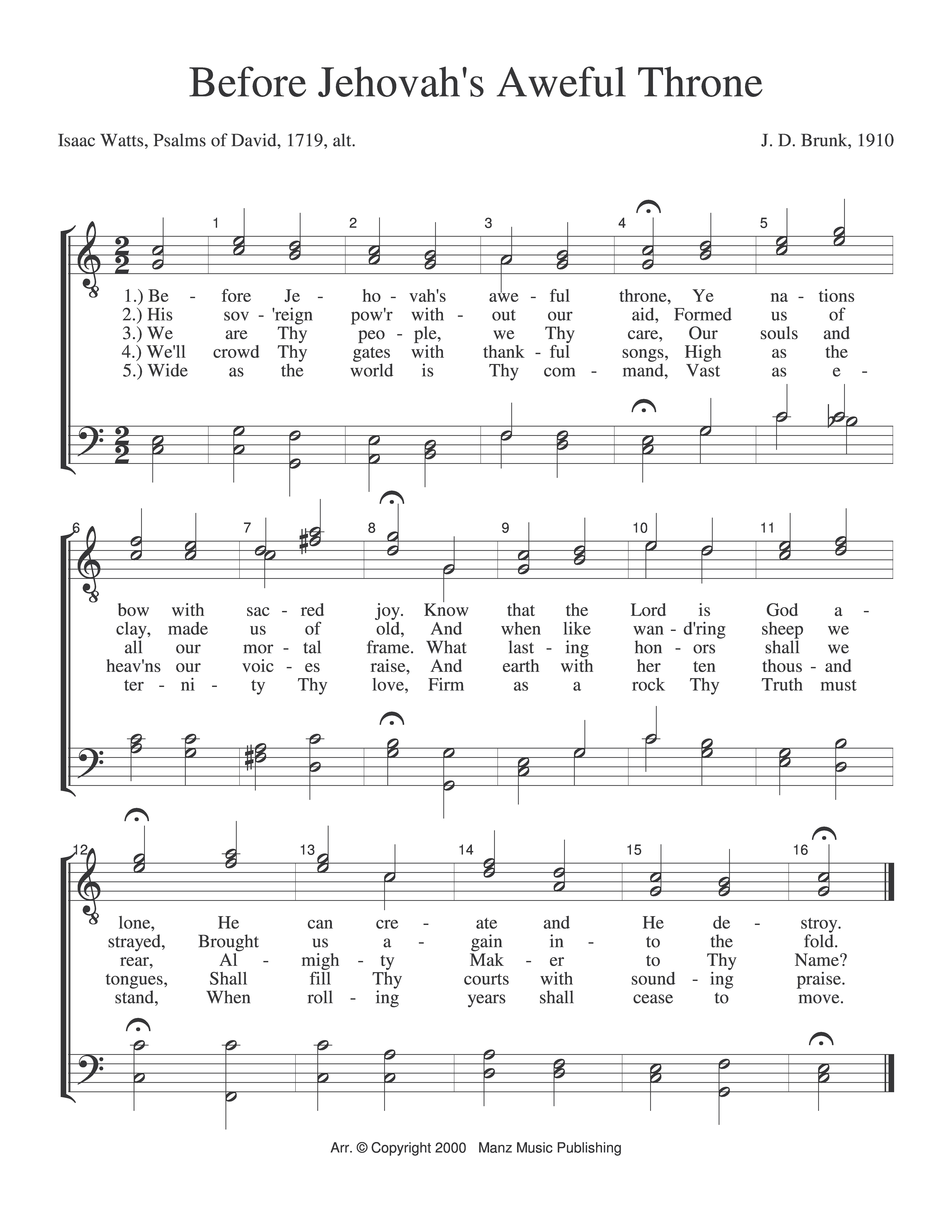 Before Jehovah's Aweful Throne