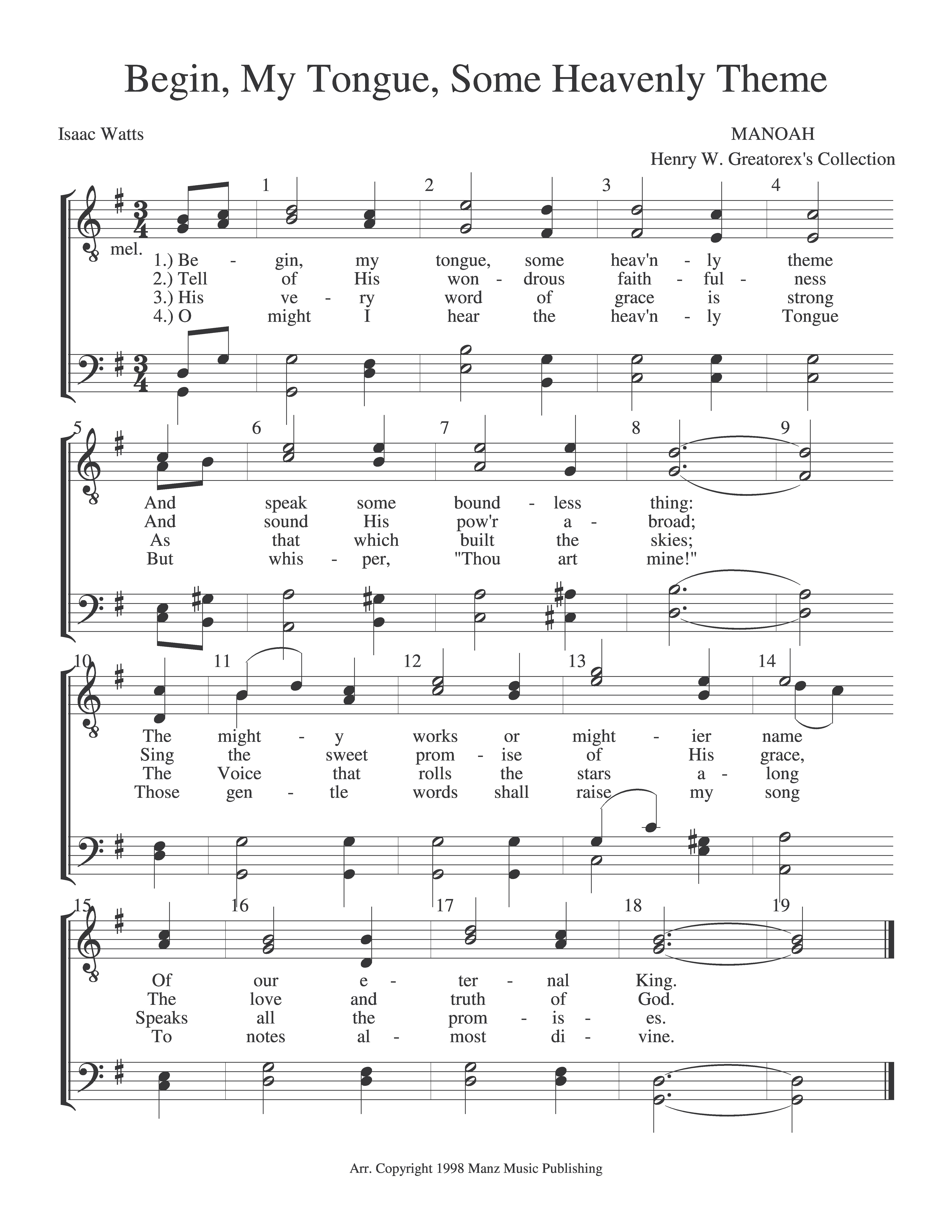 Begin, My Tongue, Some Heavenly Theme