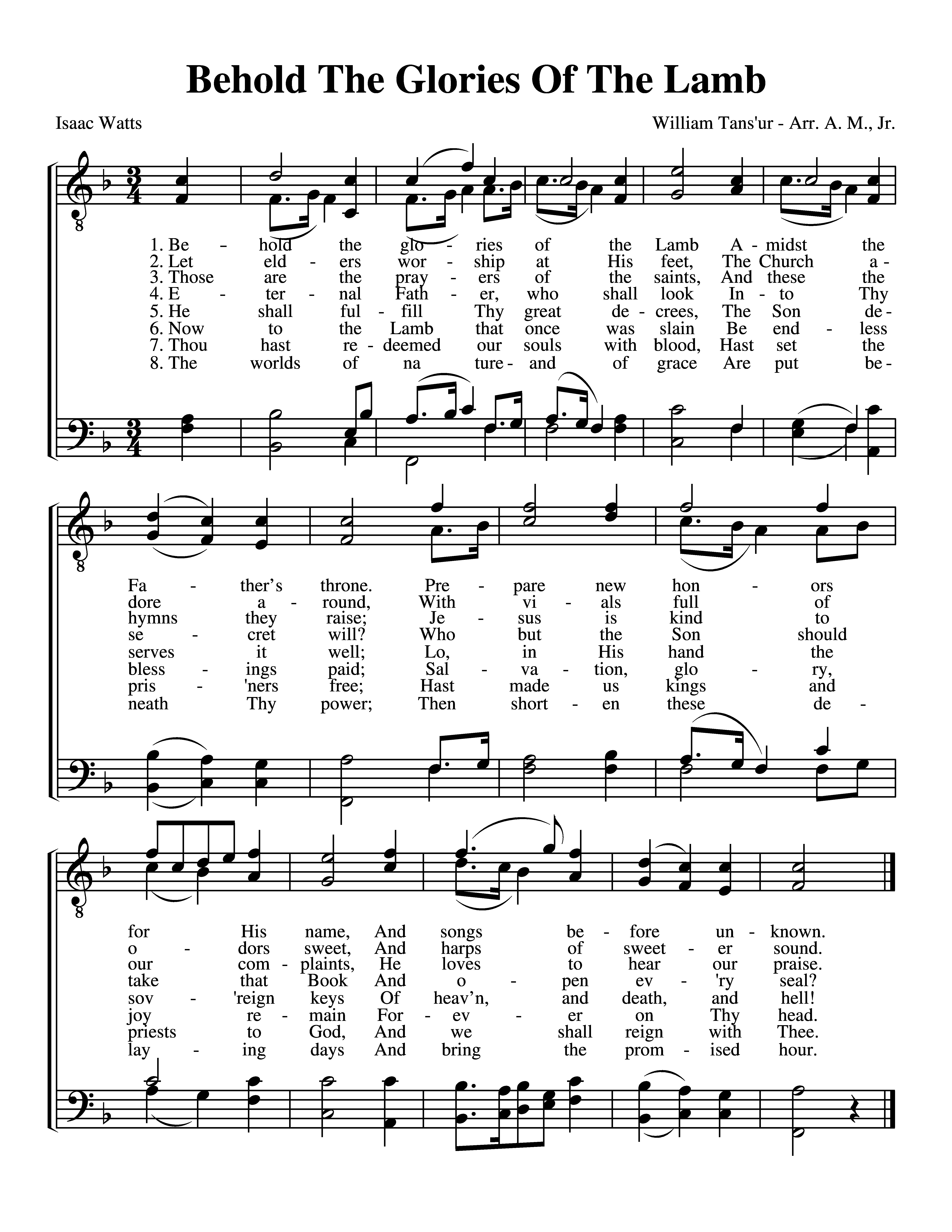 Behold The Glories Of The Lamb