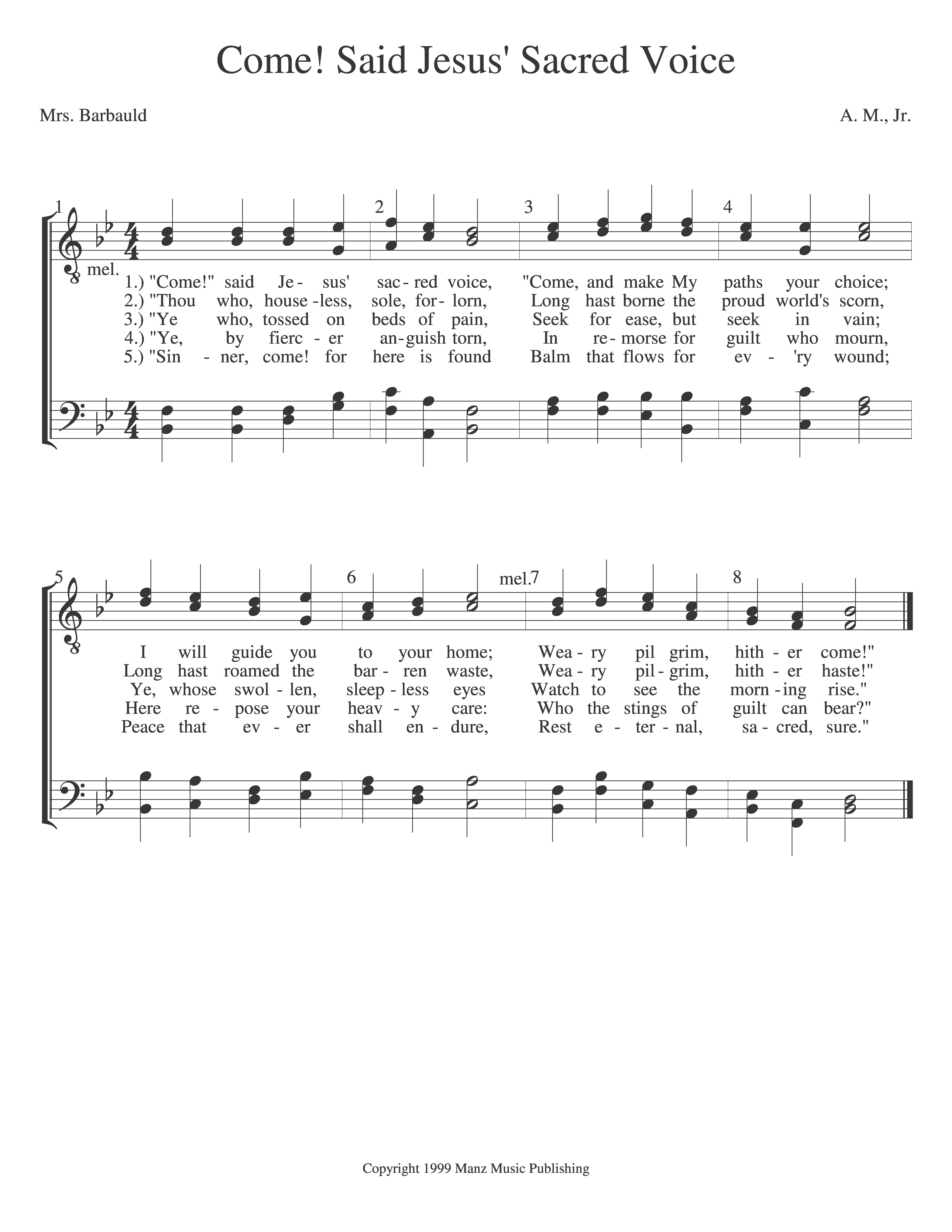 Come! Said Jesus' Sacred Voice