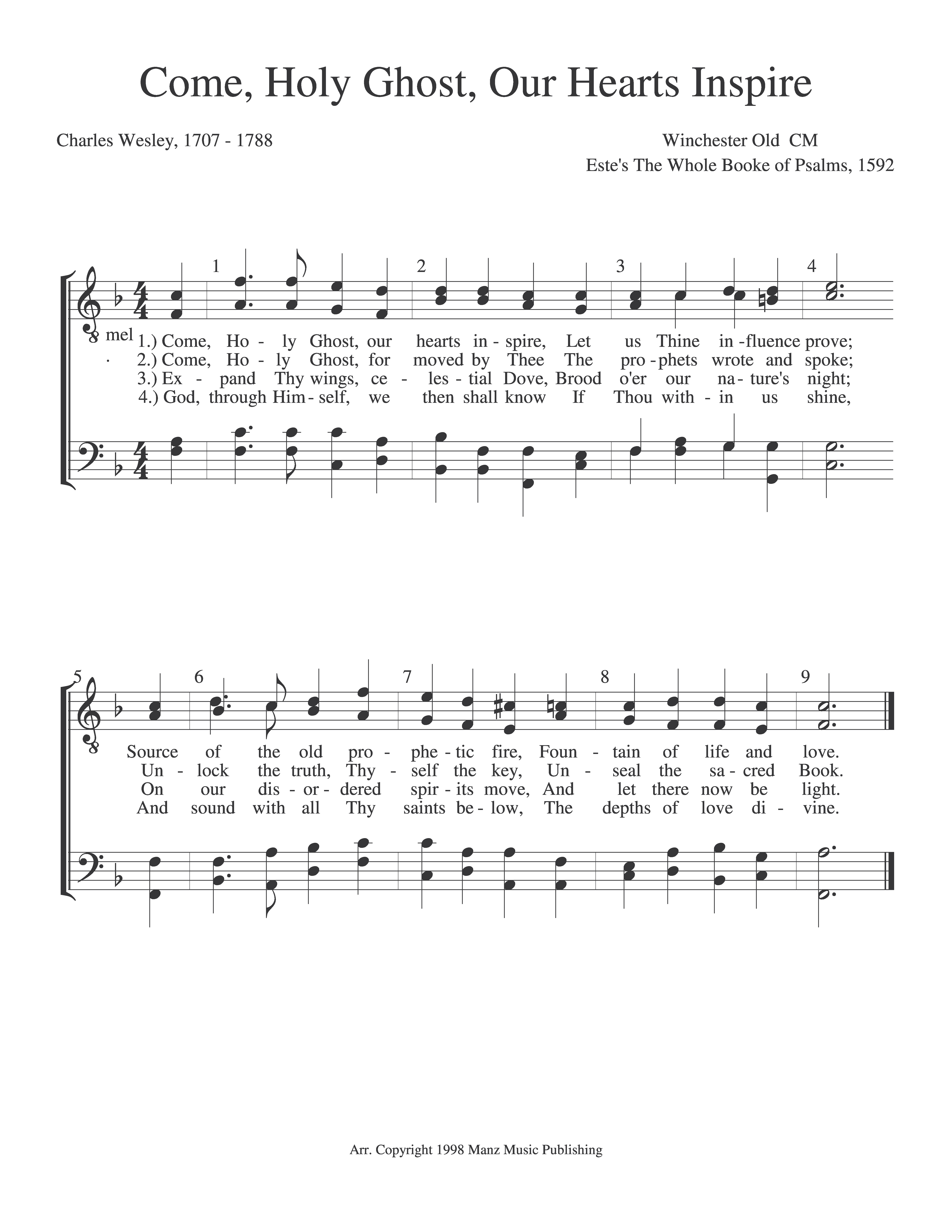 Come, Holy Ghost, Our Hearts Inspire
