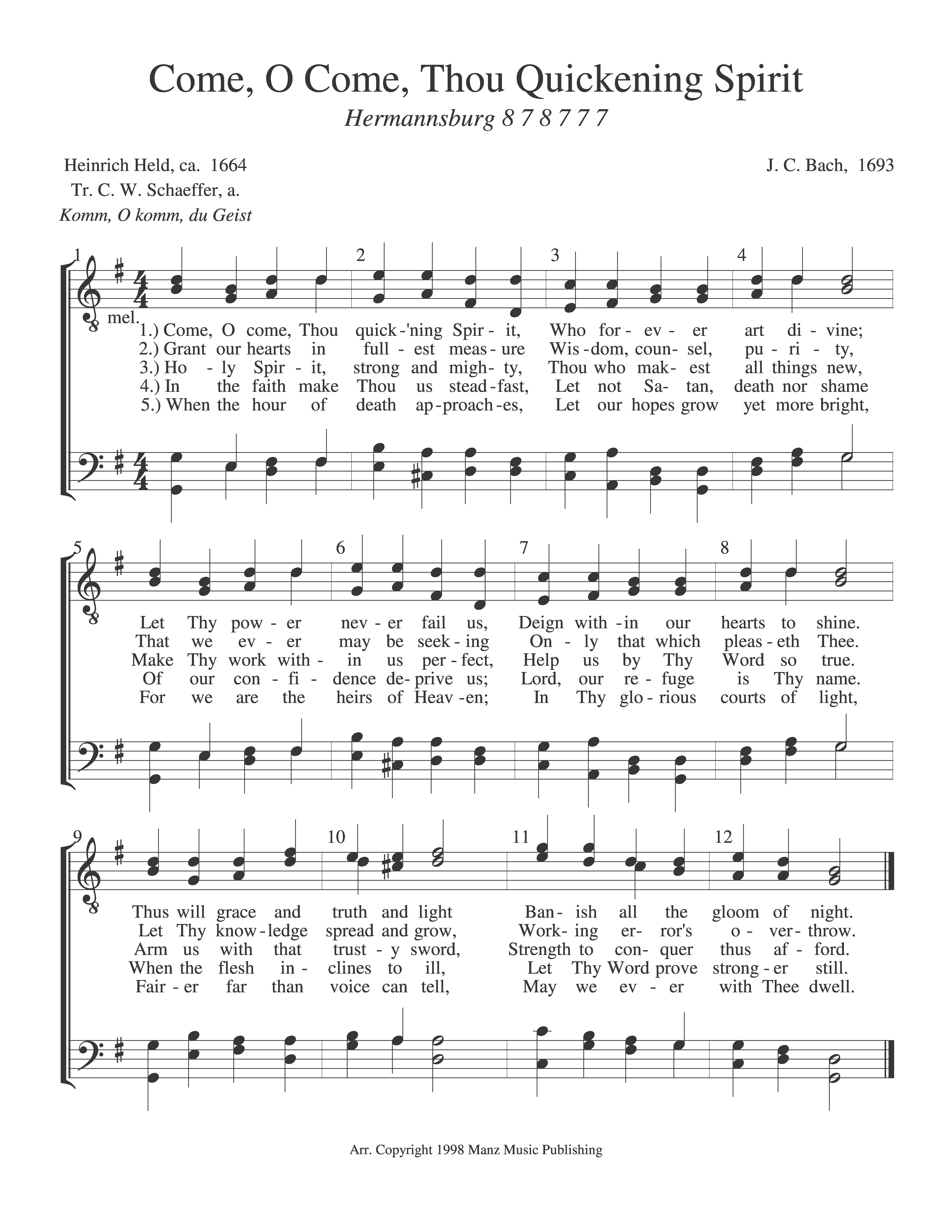 Come, O Come, Thou Quickening Spirit