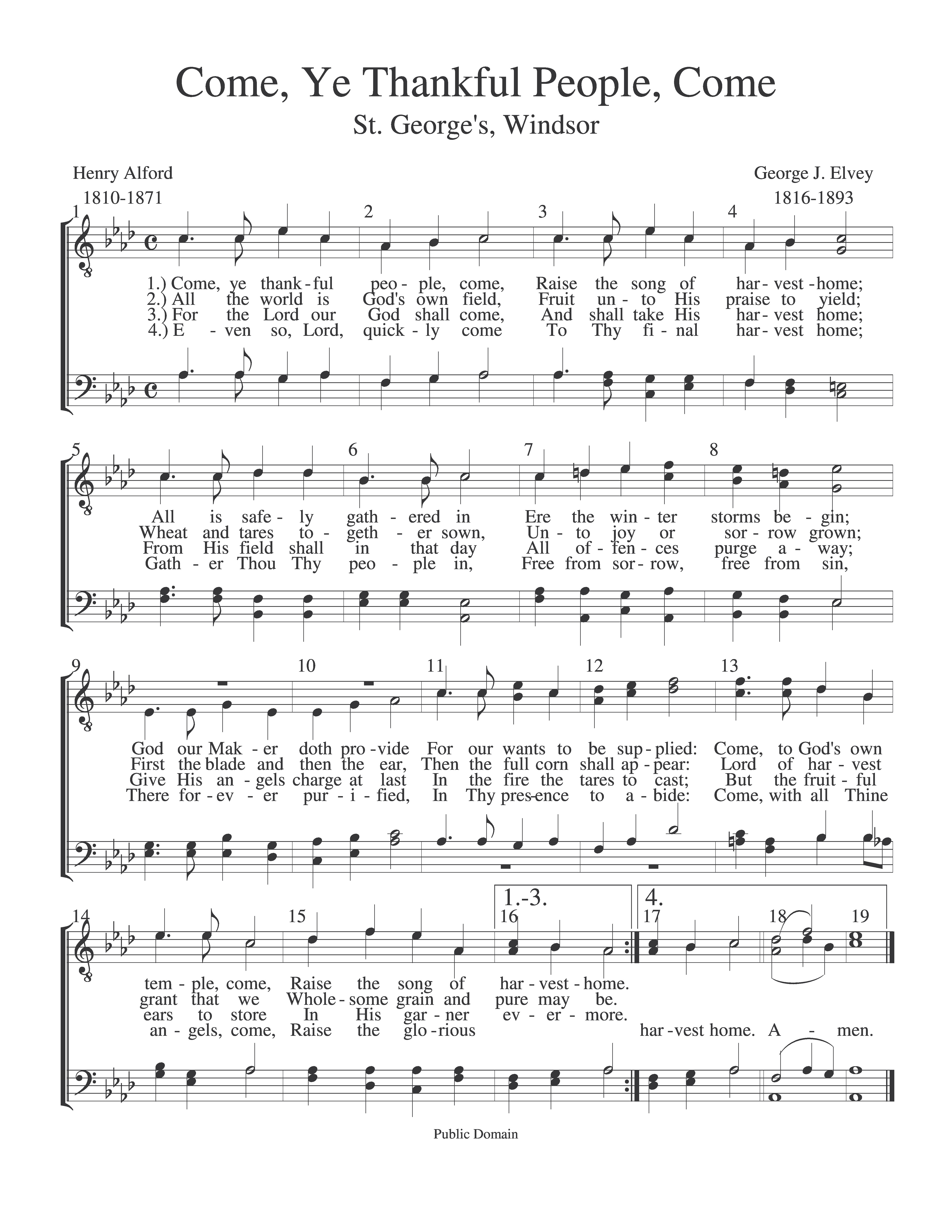 Come, Ye Thankful People, Come