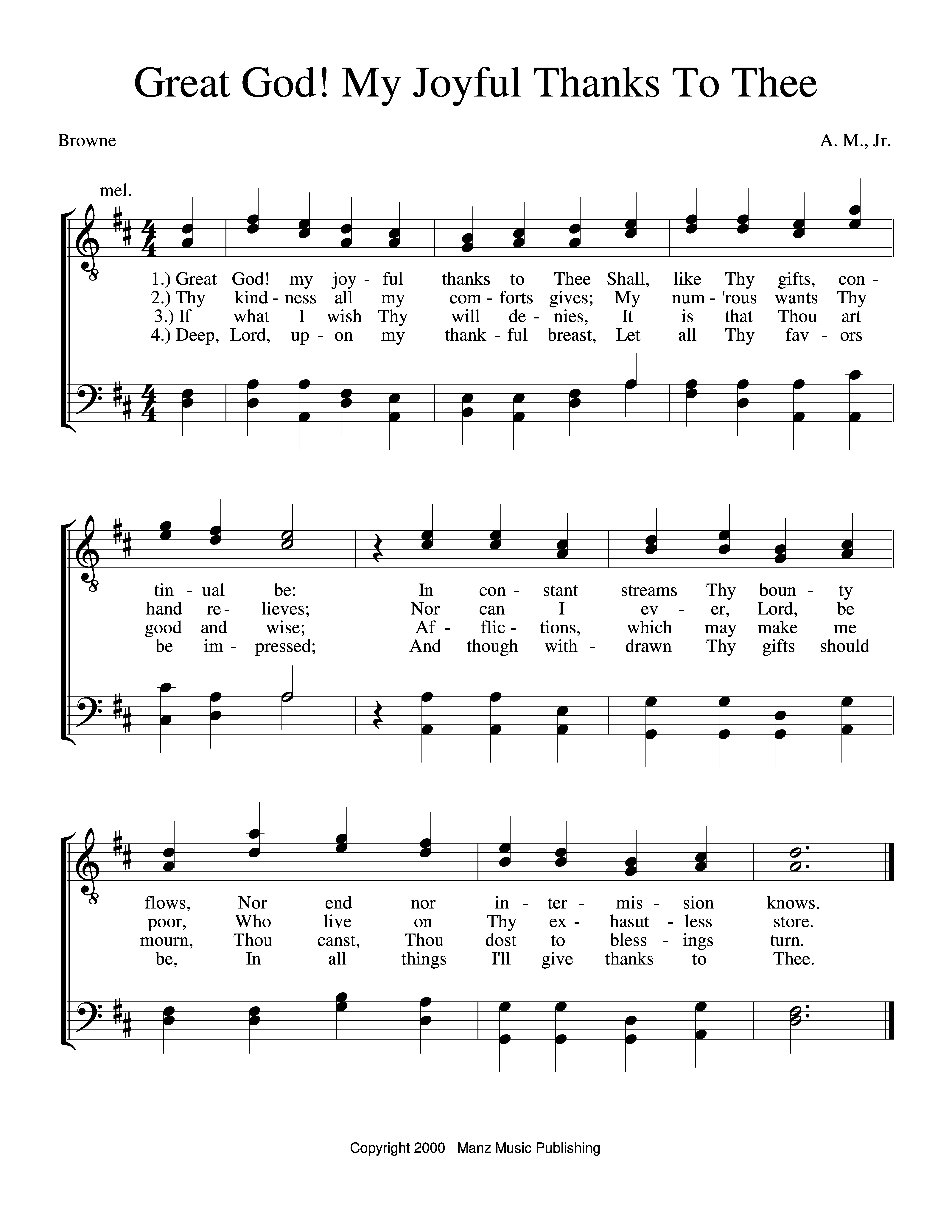 Great God! My Joyful Thanks To Thee