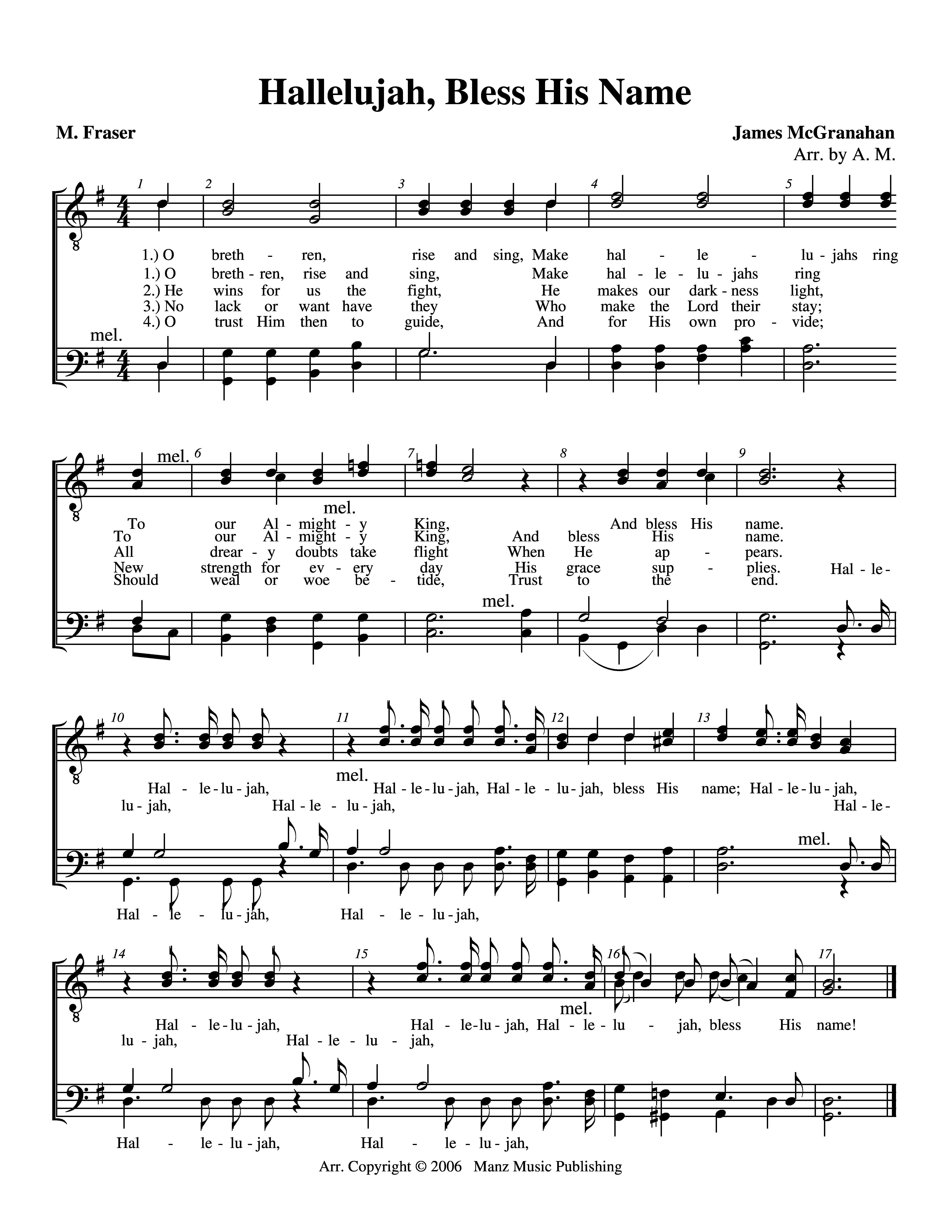 Hallelujah, Bless His Name