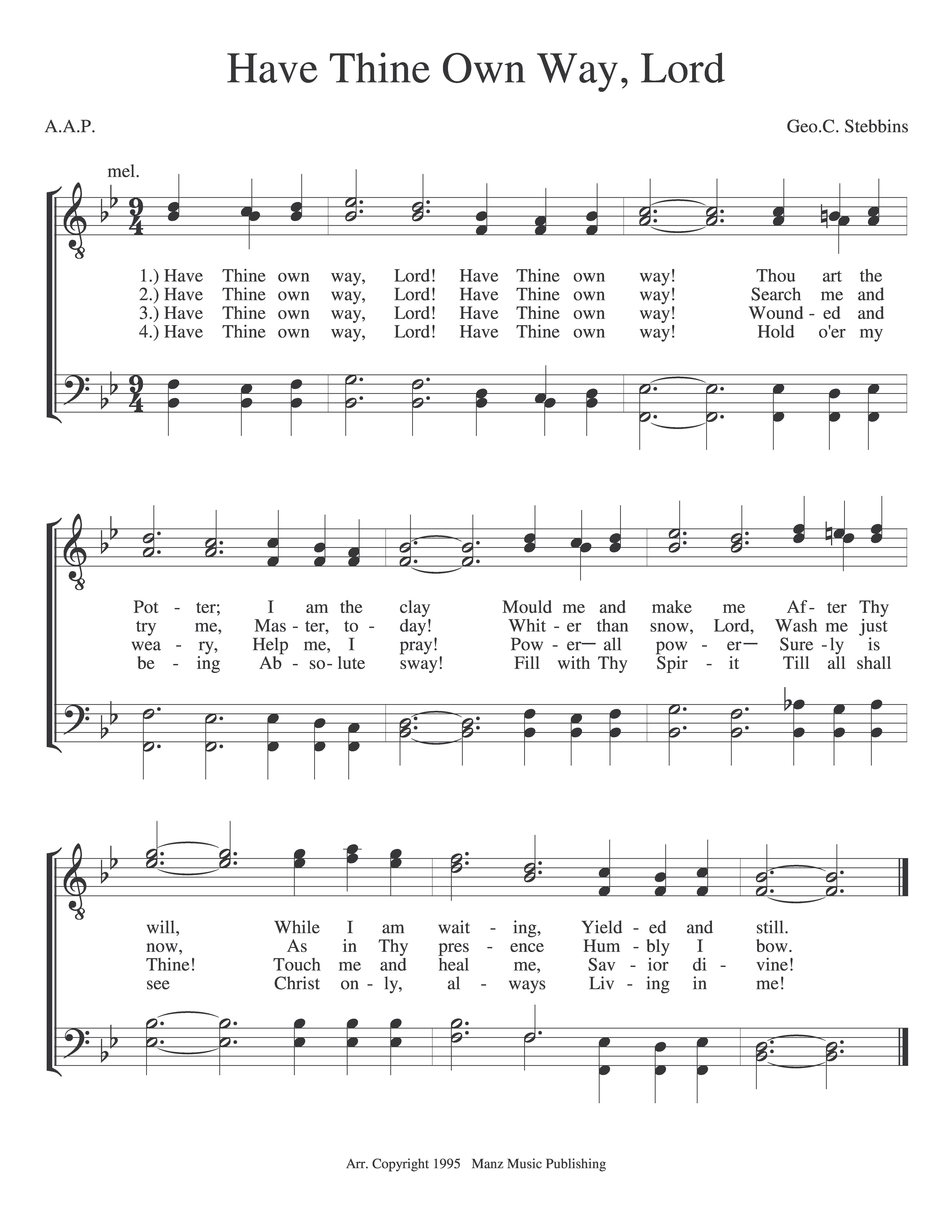 Have Thine Own Way, Lord