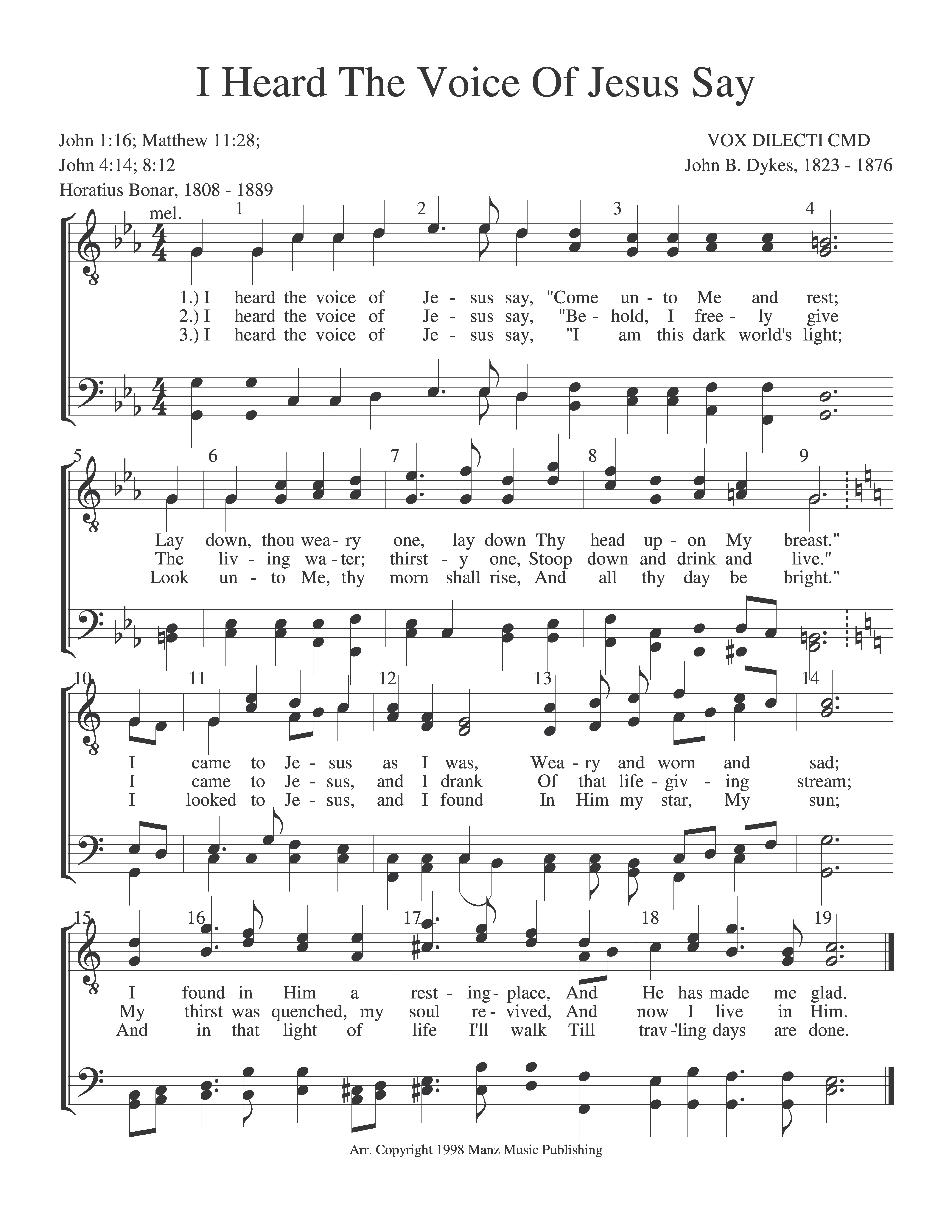 I Heard The Voice Of Jesus Say