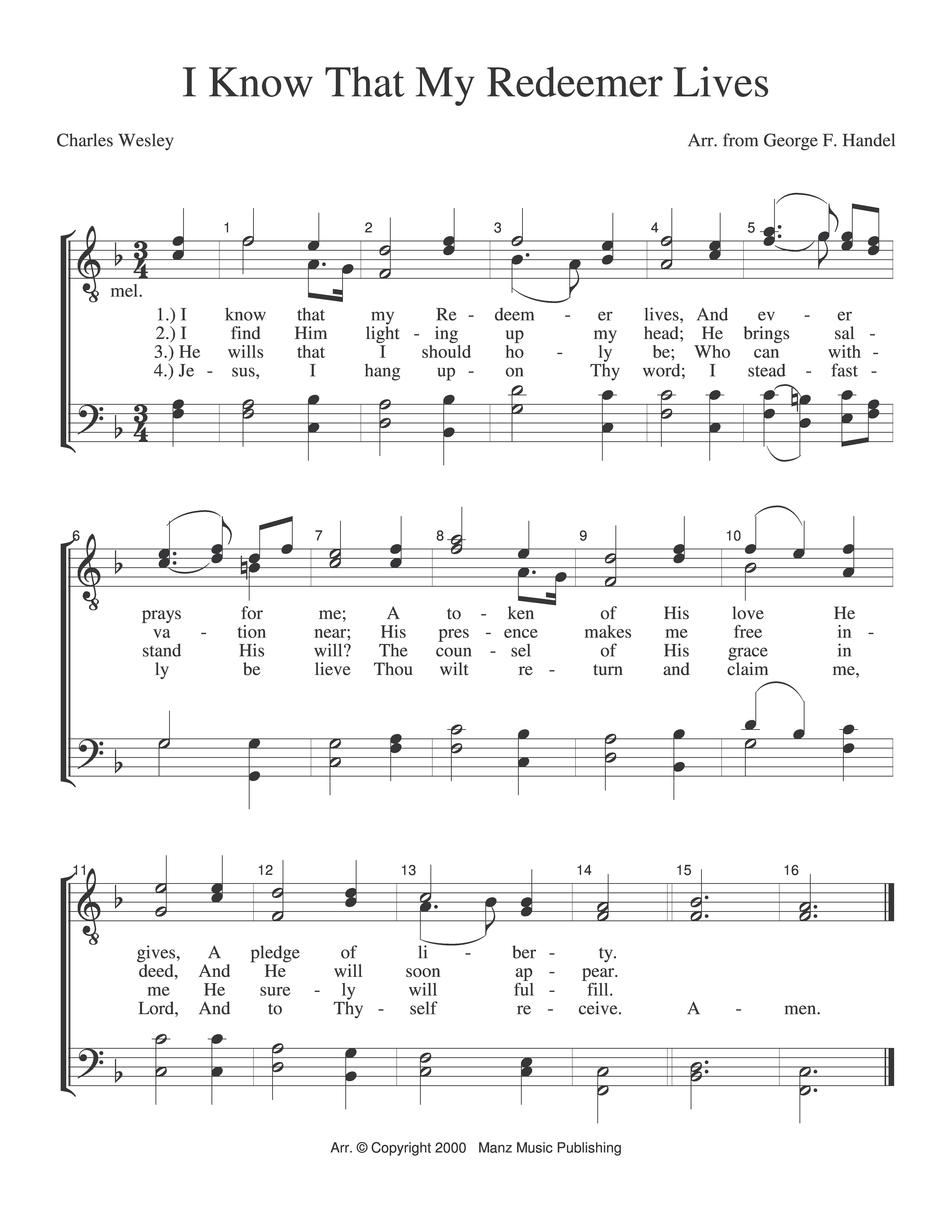 I Know That My Redeemer Lives - Handel