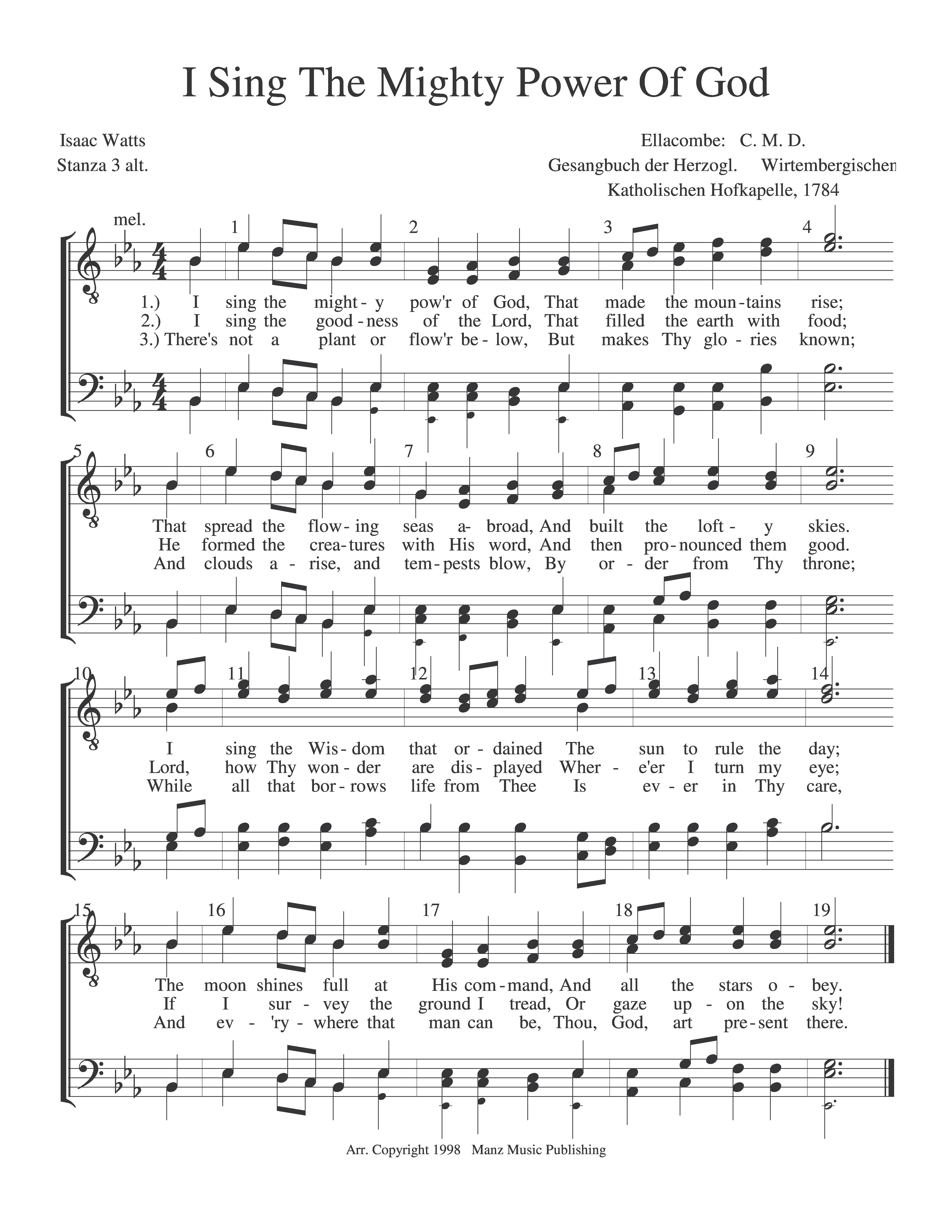 I Sing The Mighty Power Of God