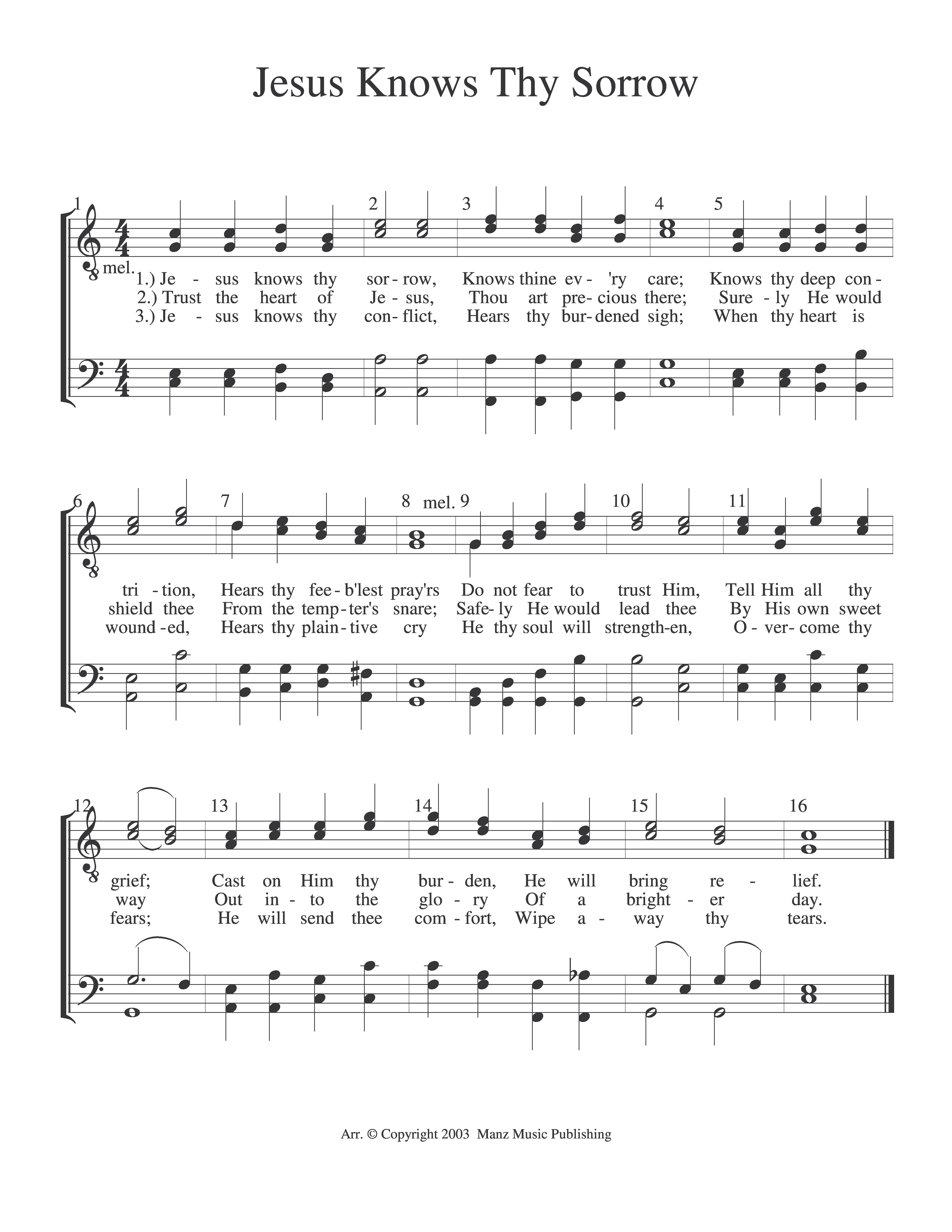Jesus Knows Thy Sorrow