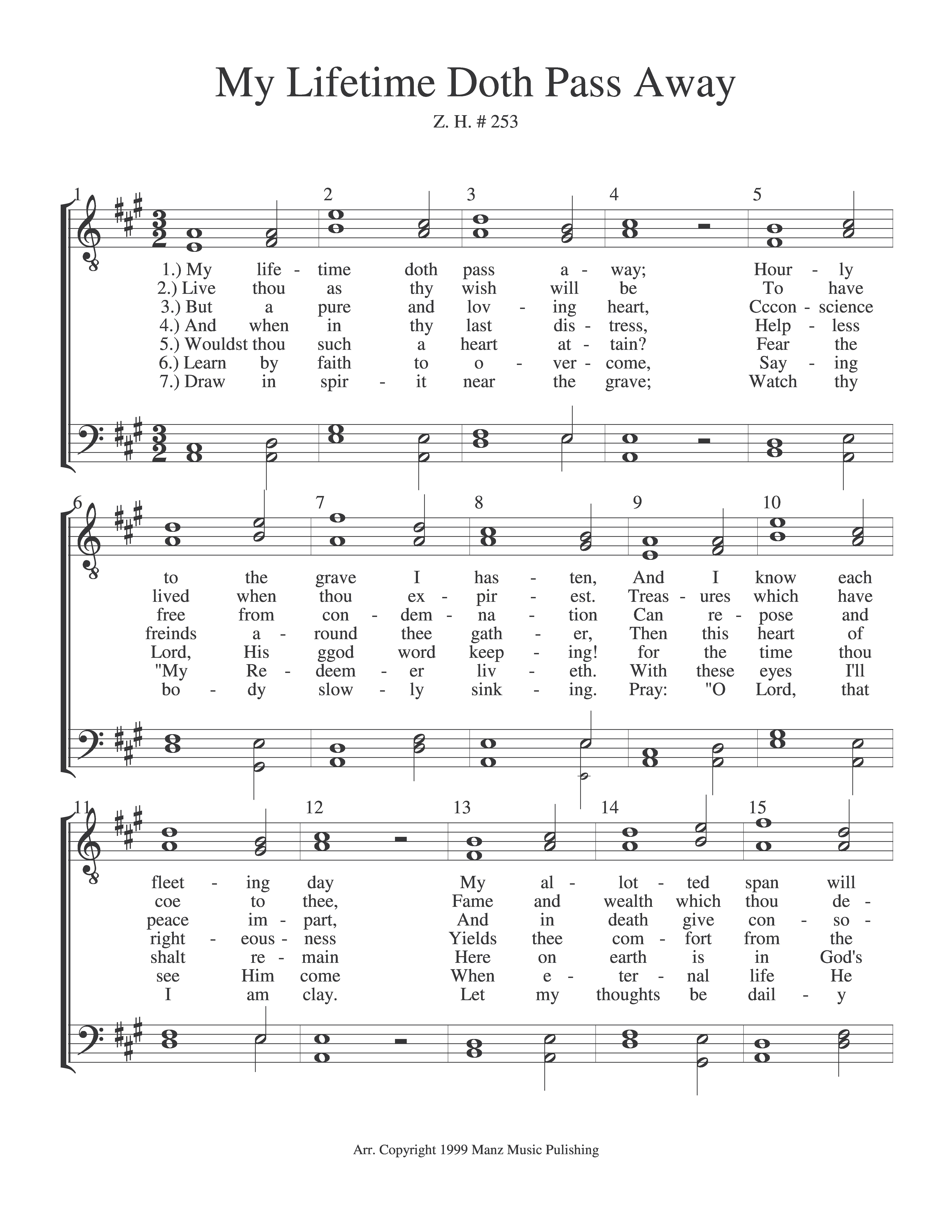 My Lifetime Doth Pass Away page 1