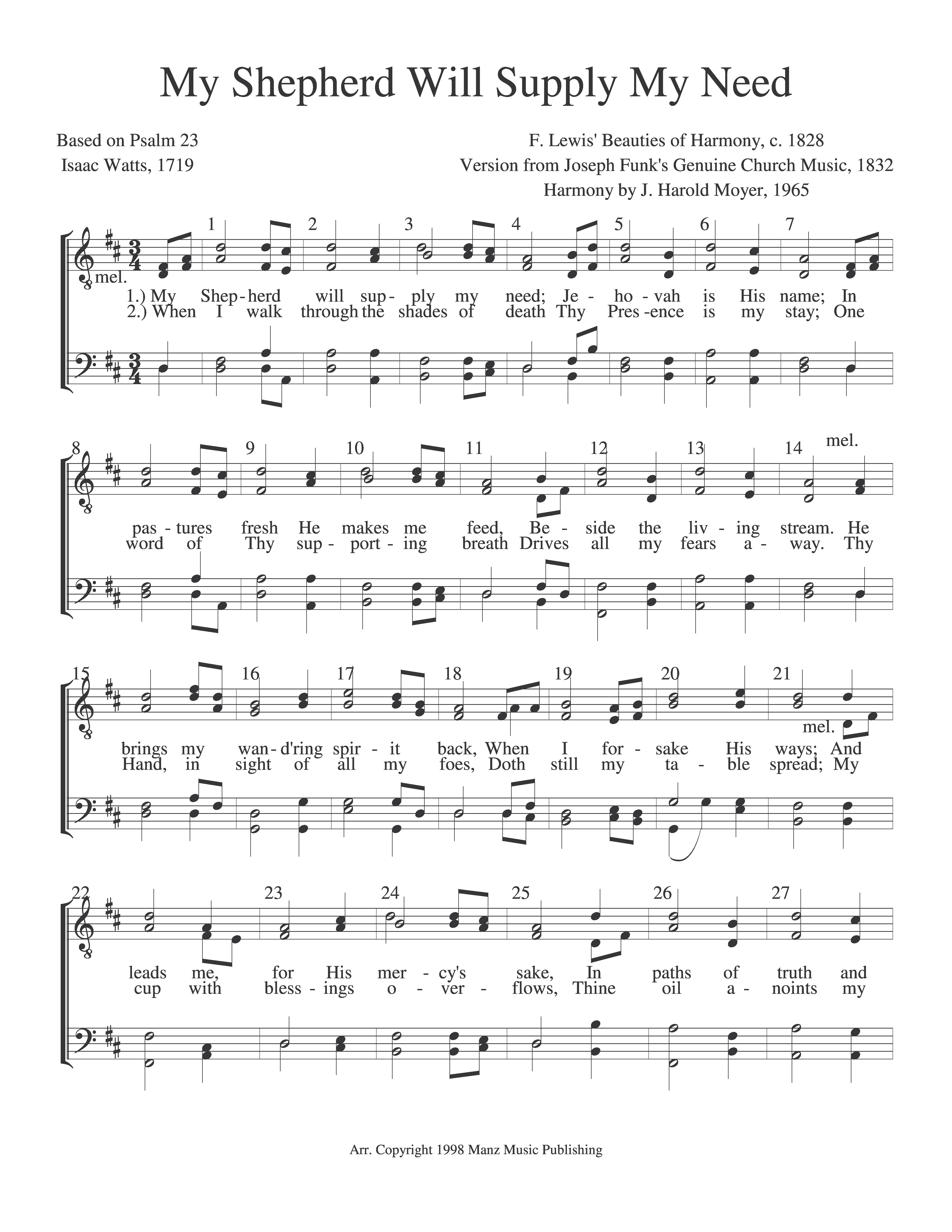 My Shepherd Will Supply My Need page 1
