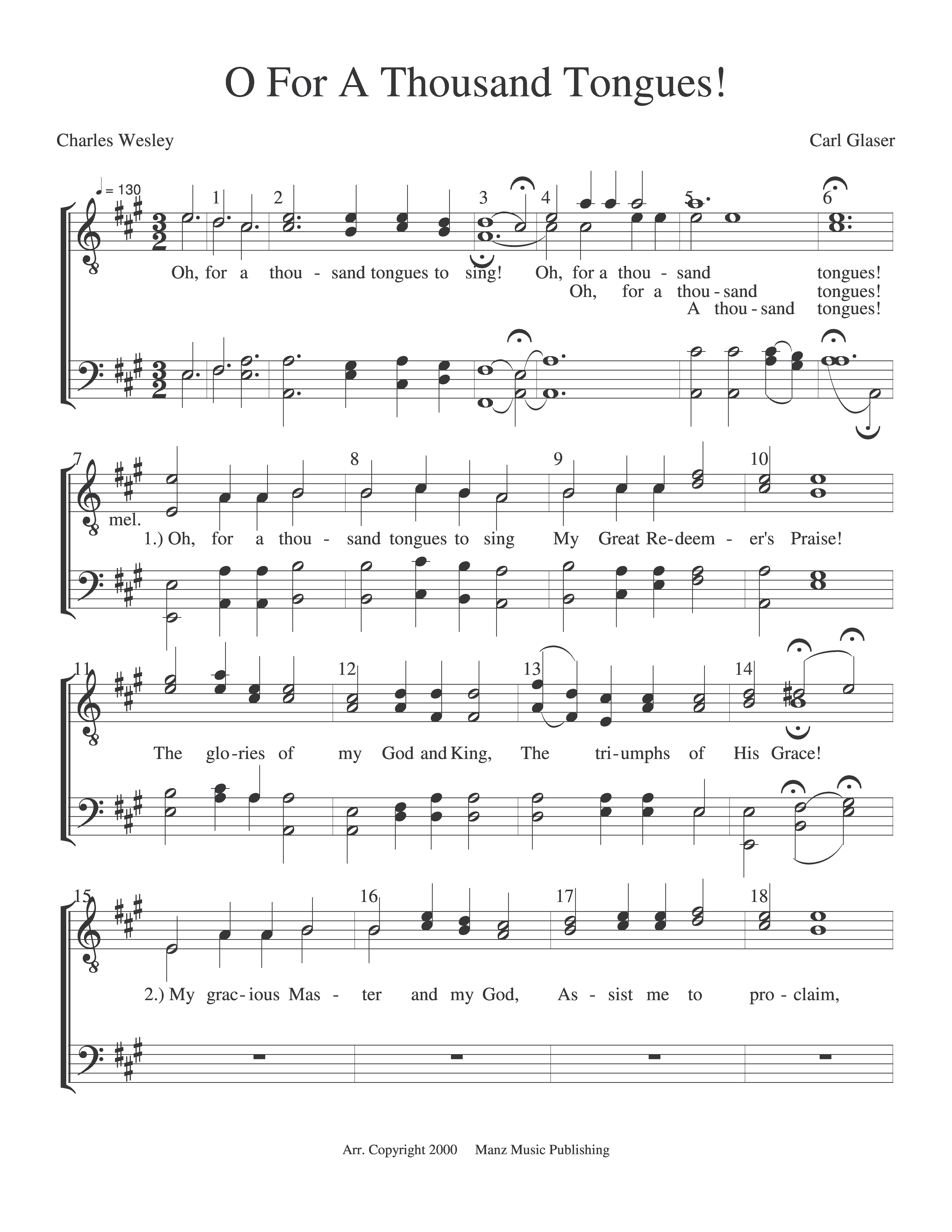 O For A Thousand Tongues page 1