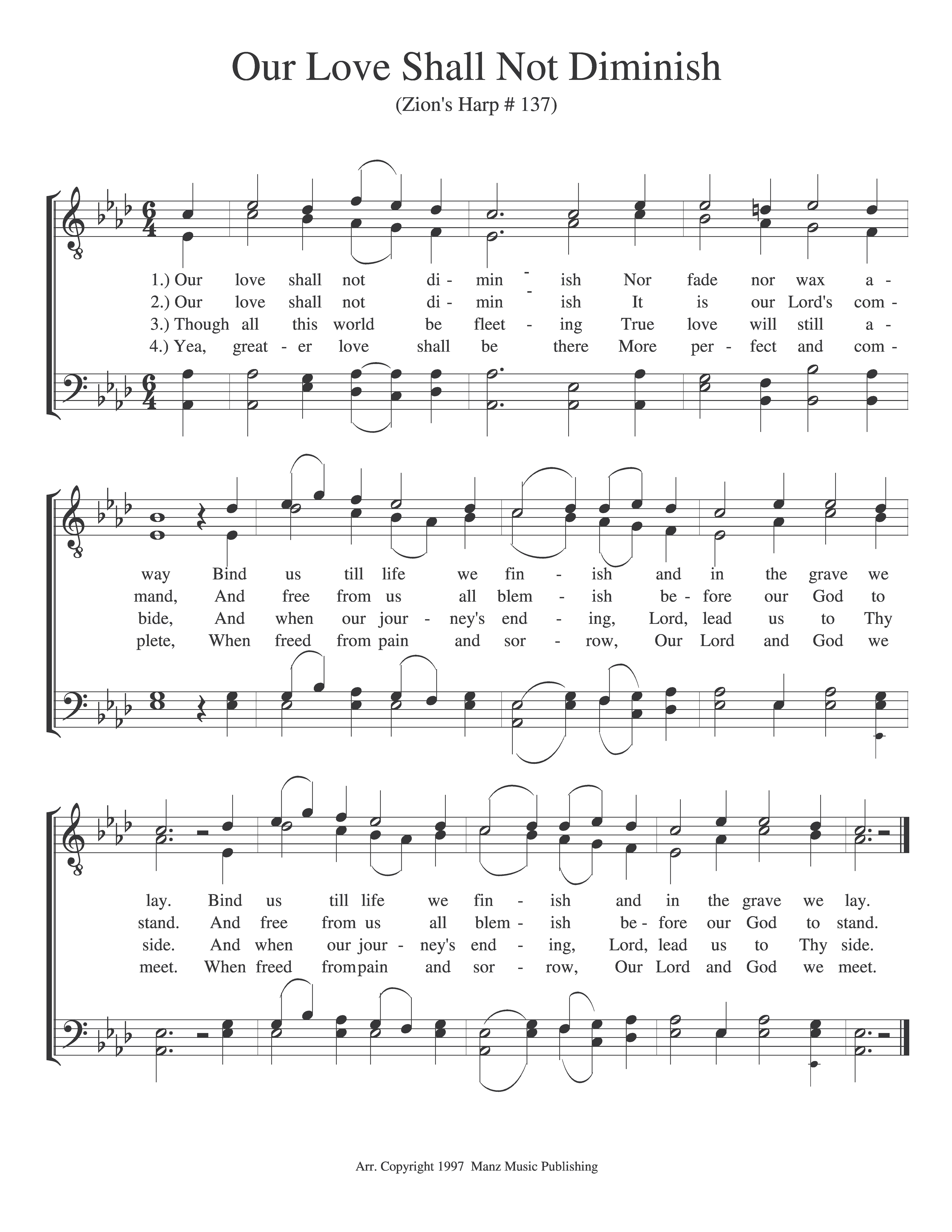 Our Love Shall Not Diminish