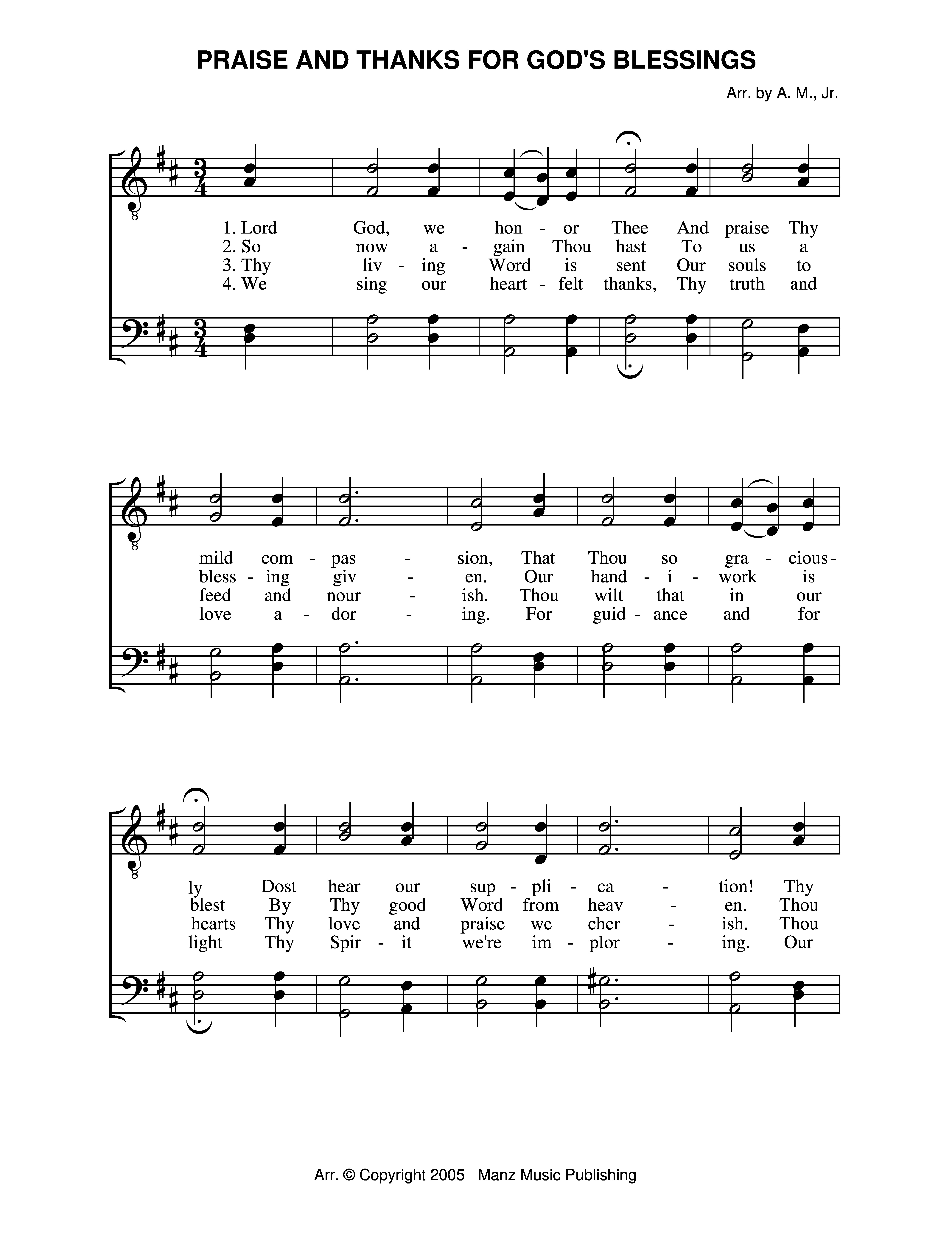 Praise And Thanks For God's Blessings page 1