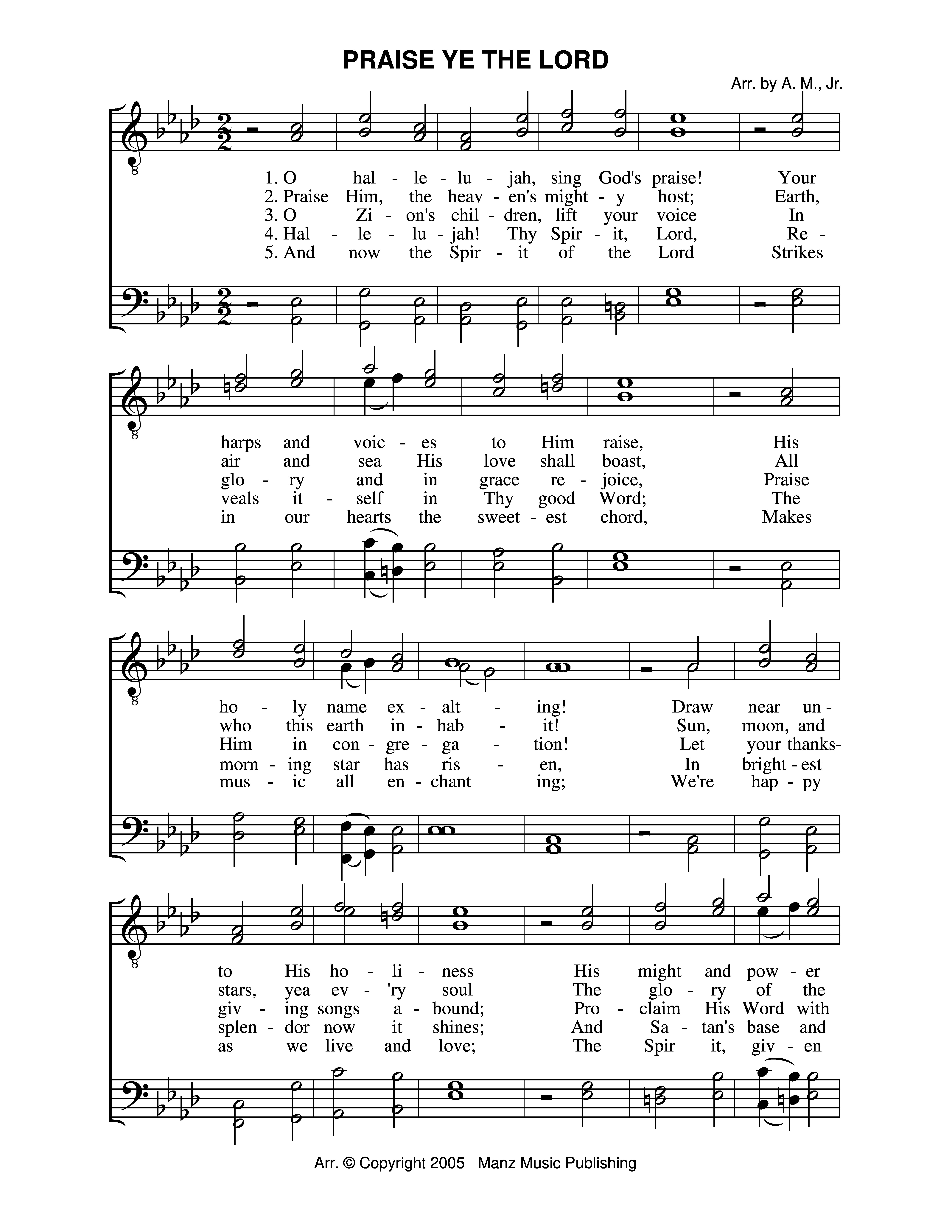 Praise Ye The Lord (Z.H. 1) page 1