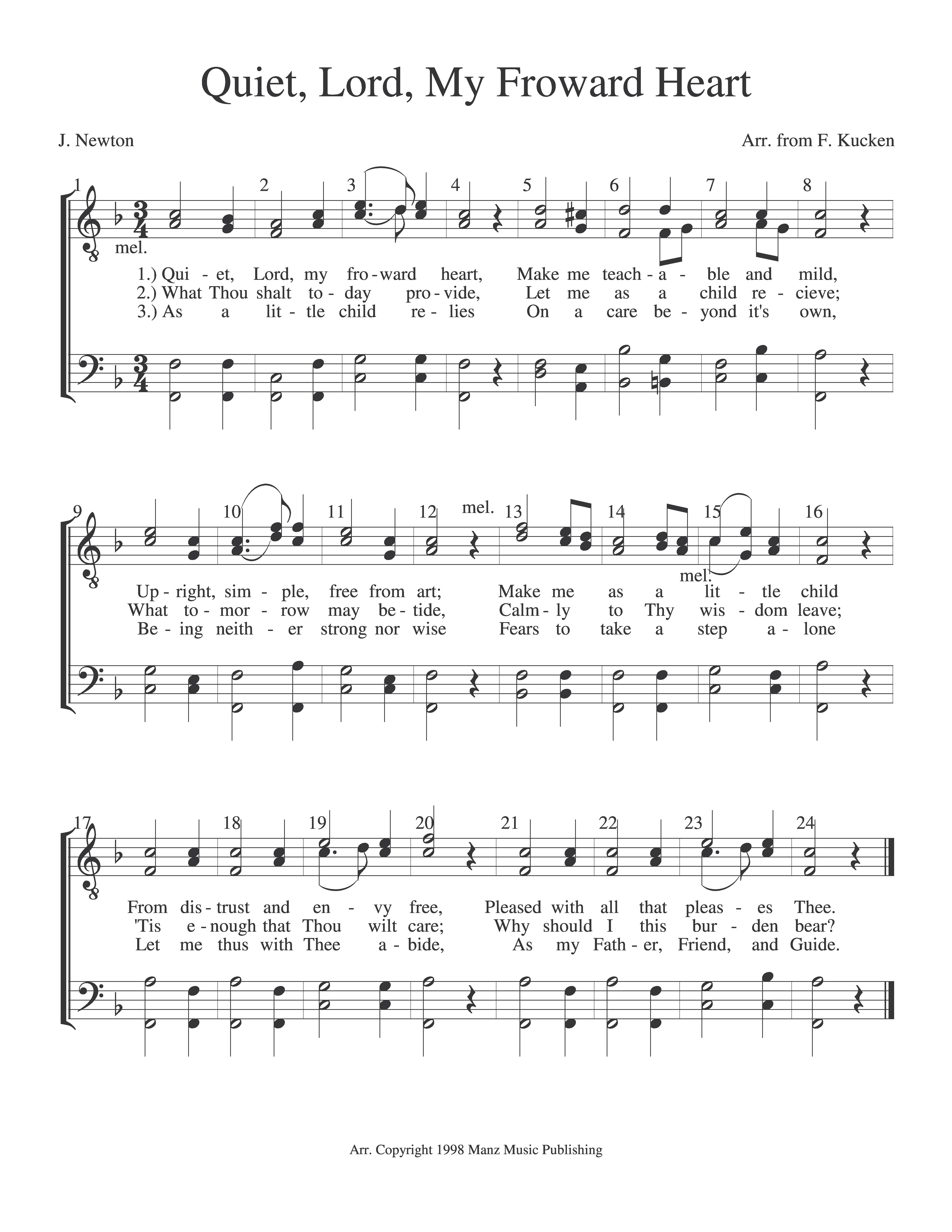 Quiet, Lord, My Froward Heart