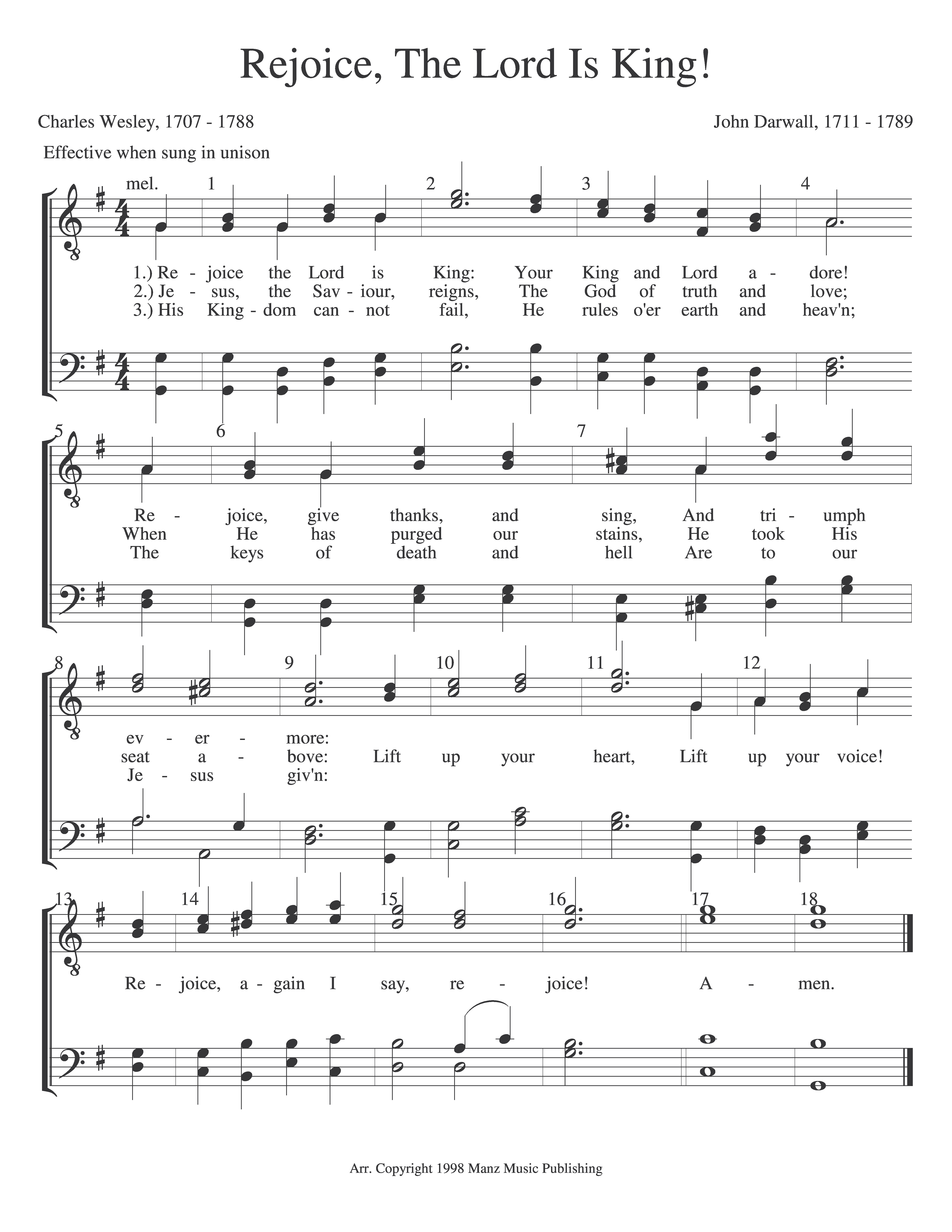Rejoice, The Lord Is King