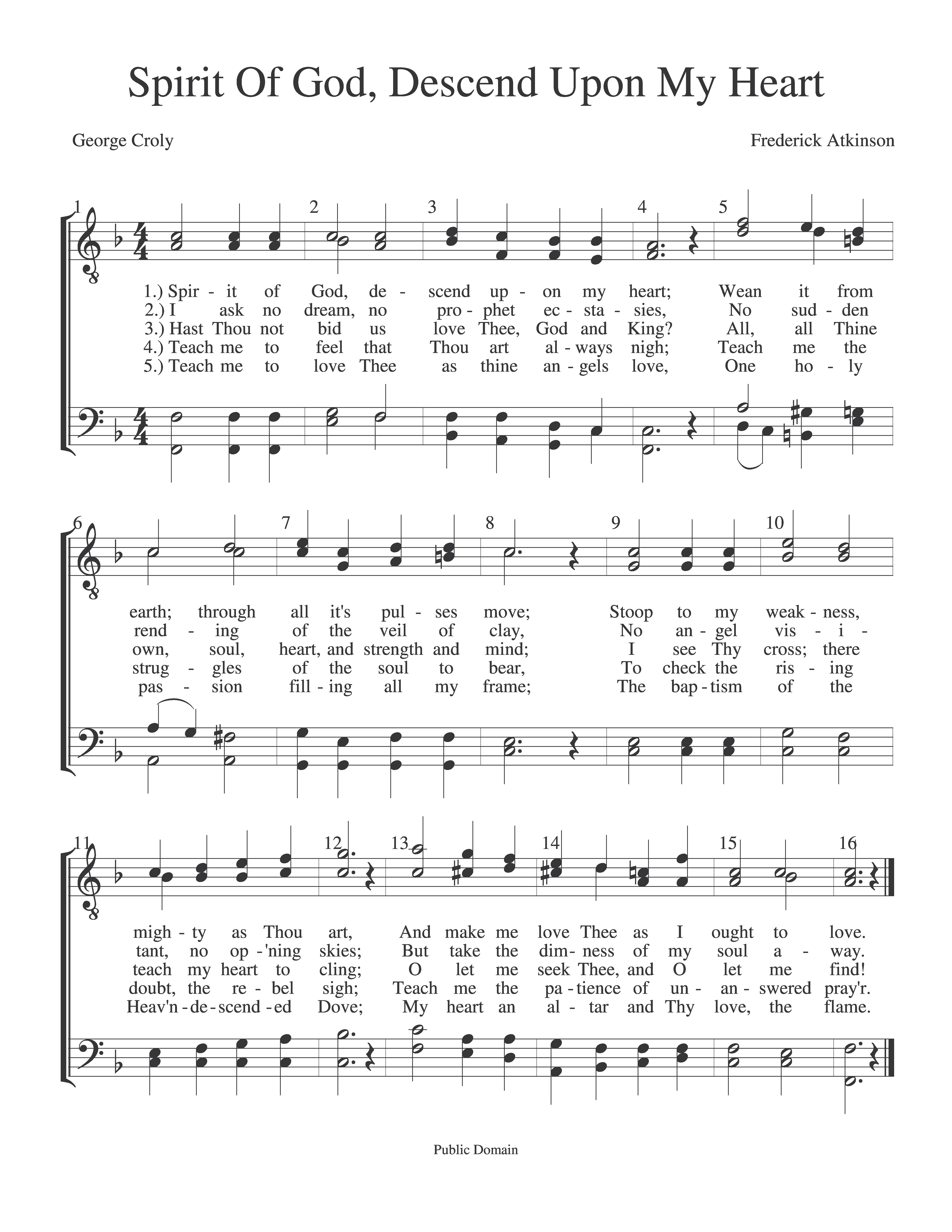 Spirit Of God, Descend Upon My Heart