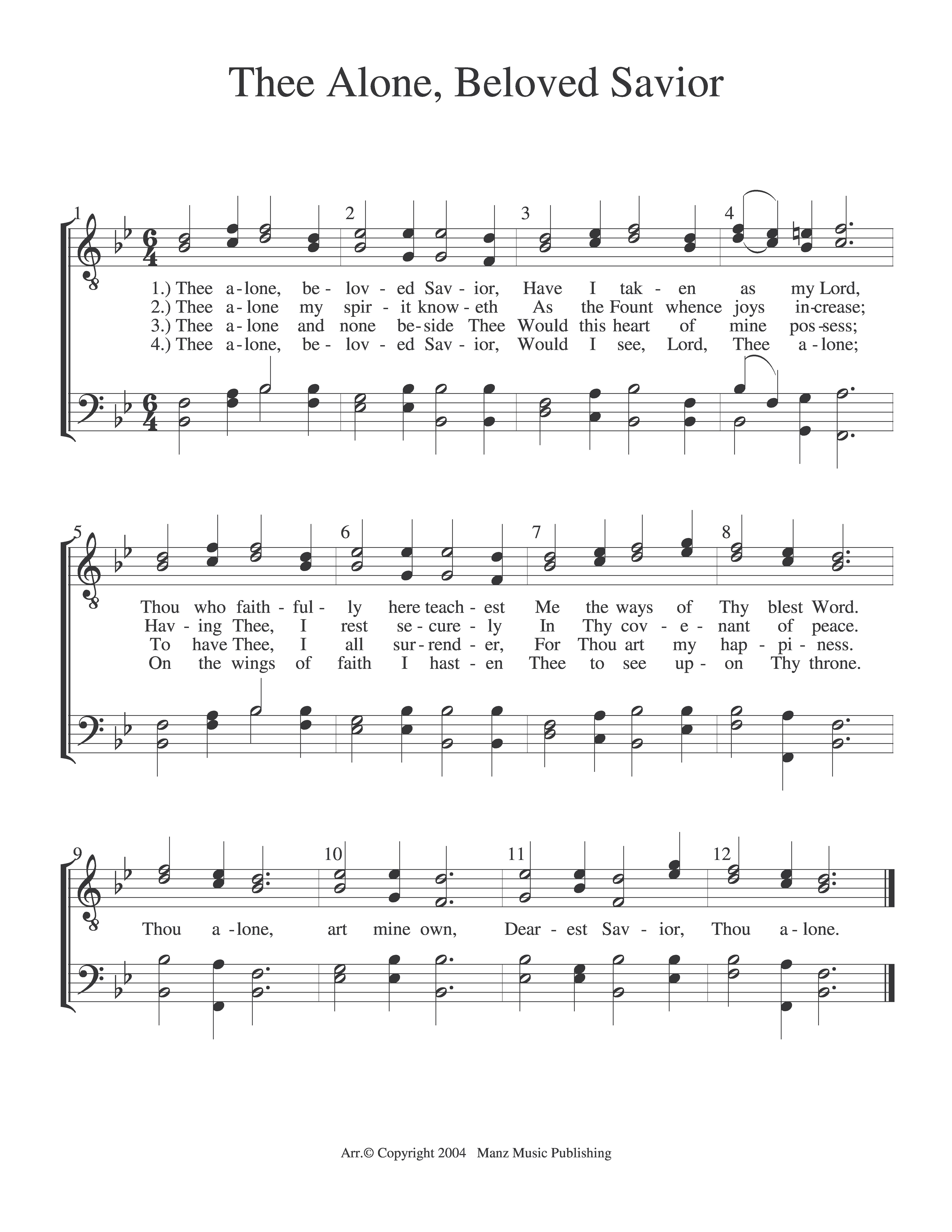 Thee Alone, Beloved Savior