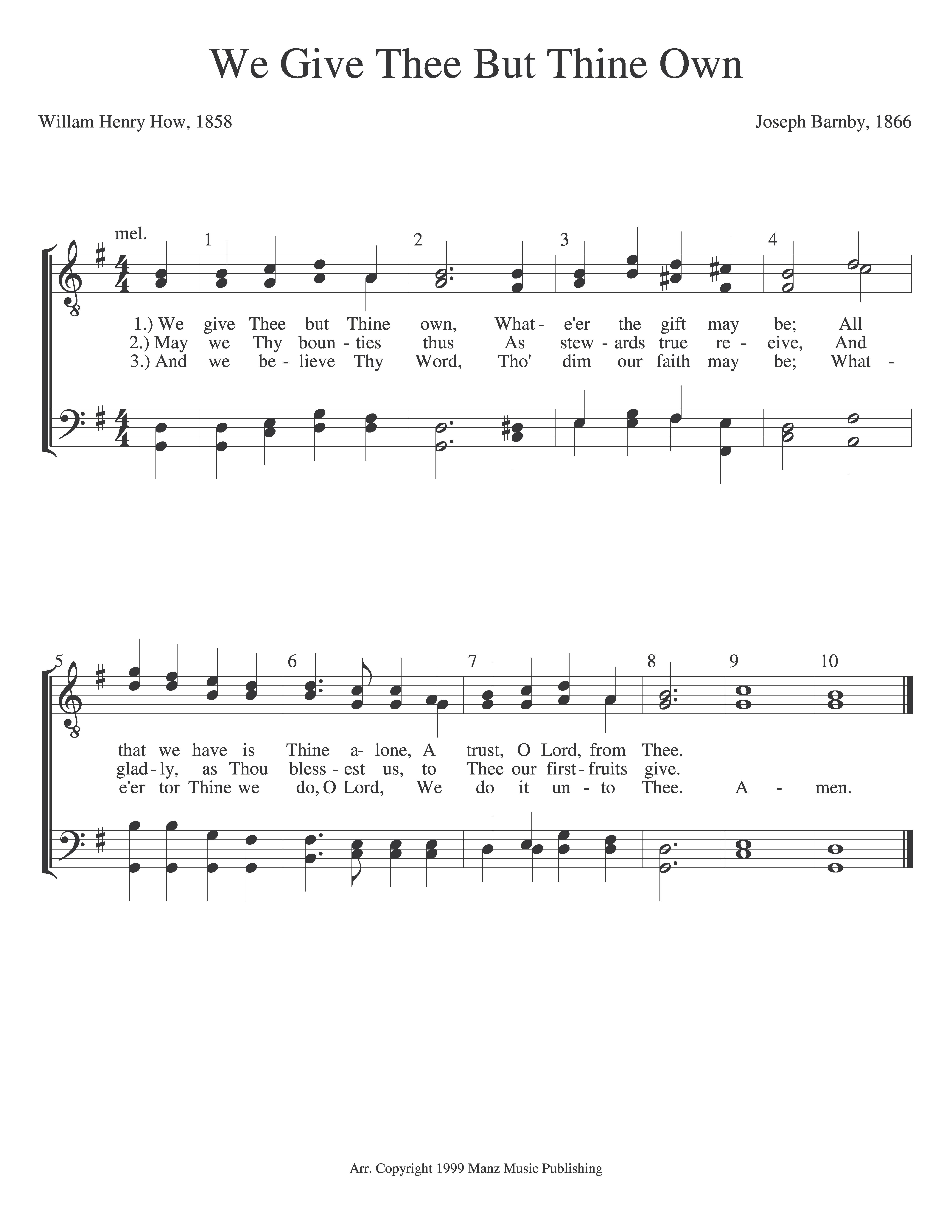 We Give Thee But Thine Own (Barnby)