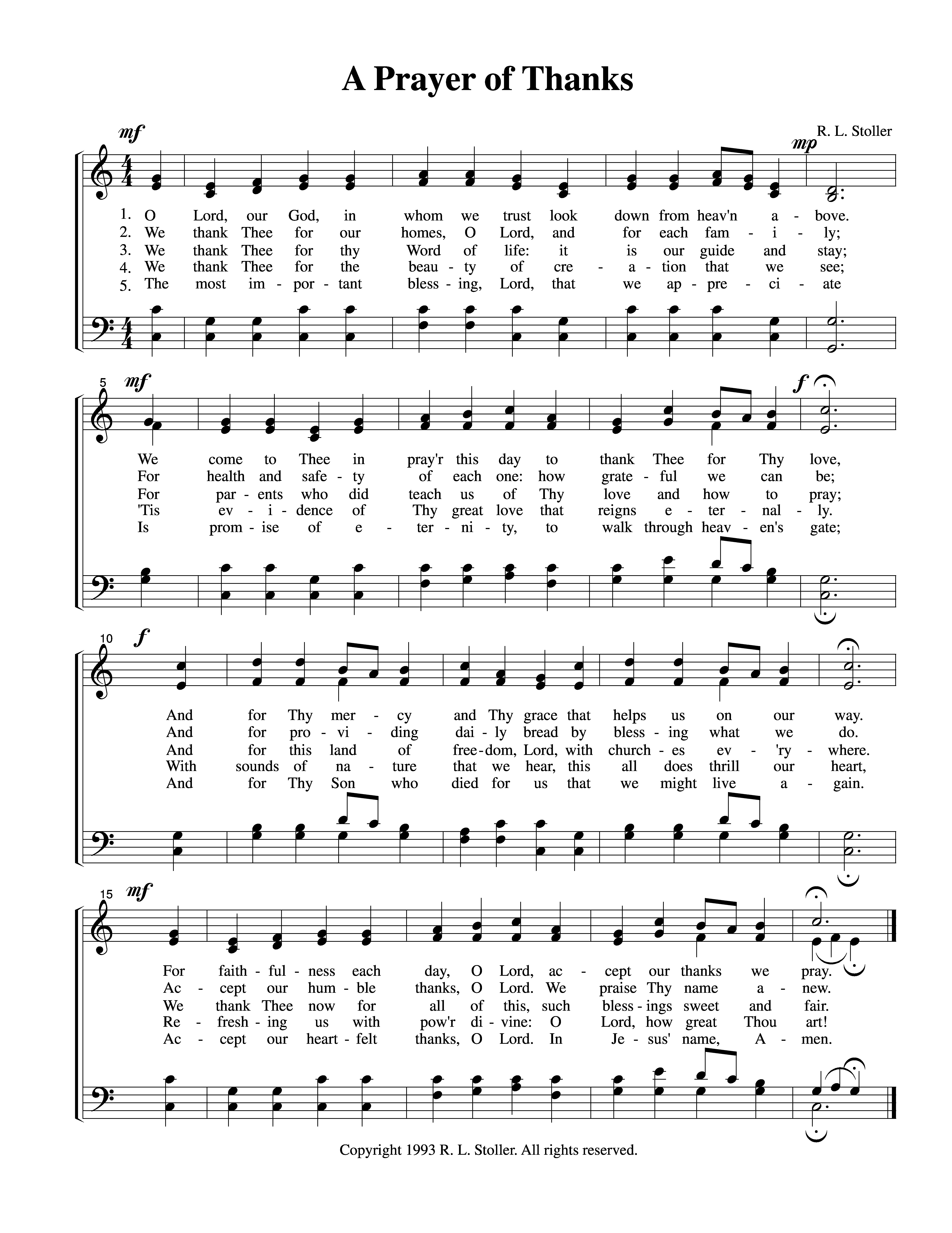 A Prayer Of Thanks (RLS)