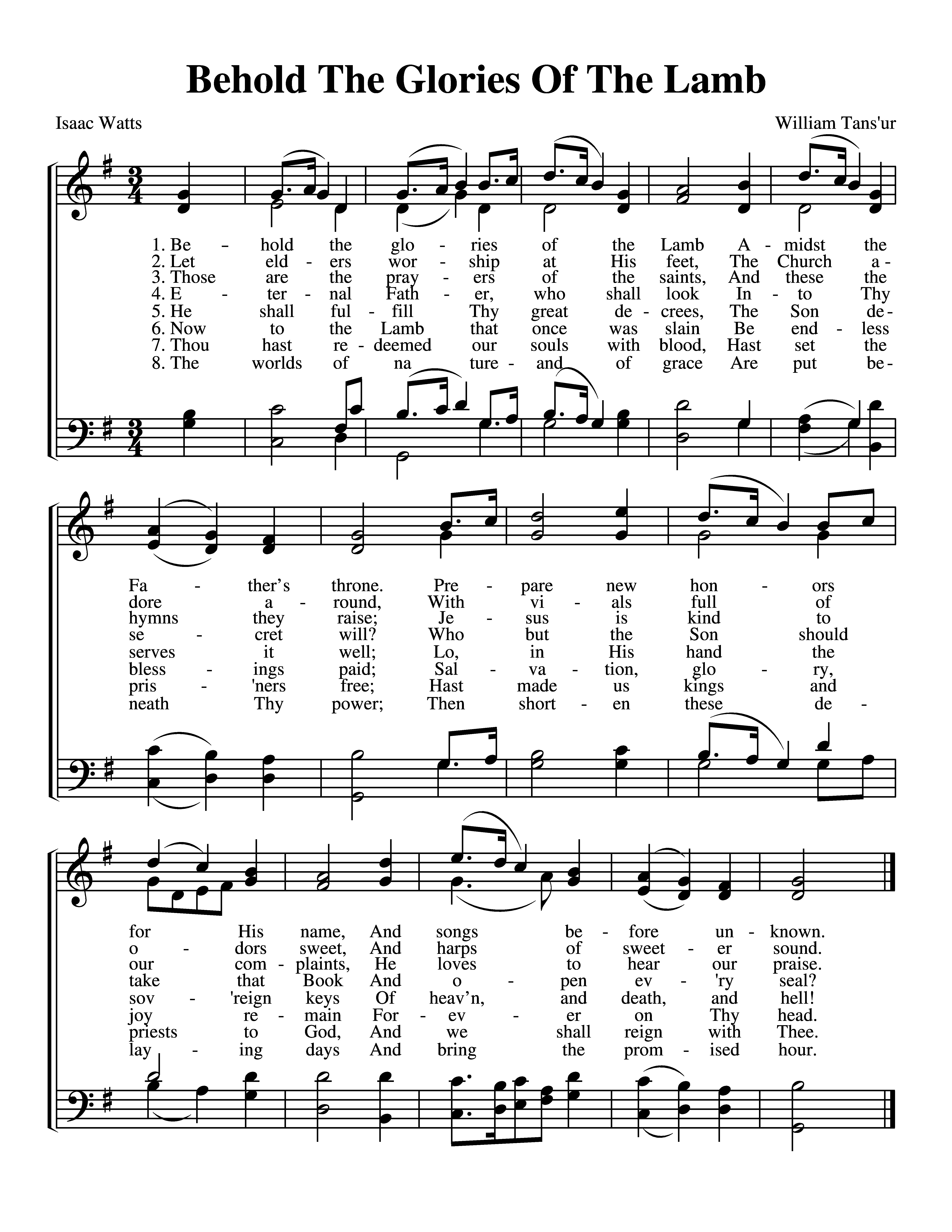 Behold The Glories Of The Lamb