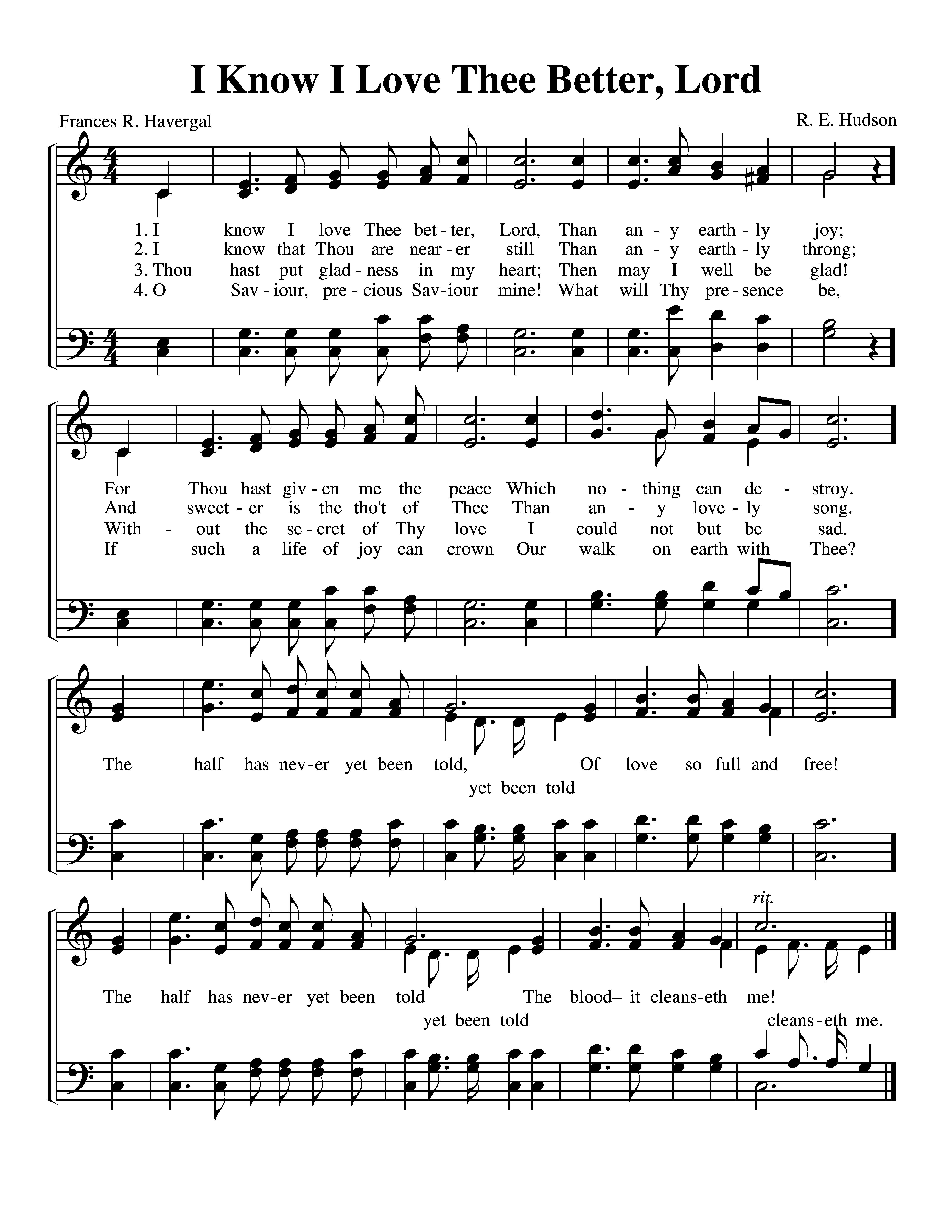 I Know I Love Thee Better, Lord